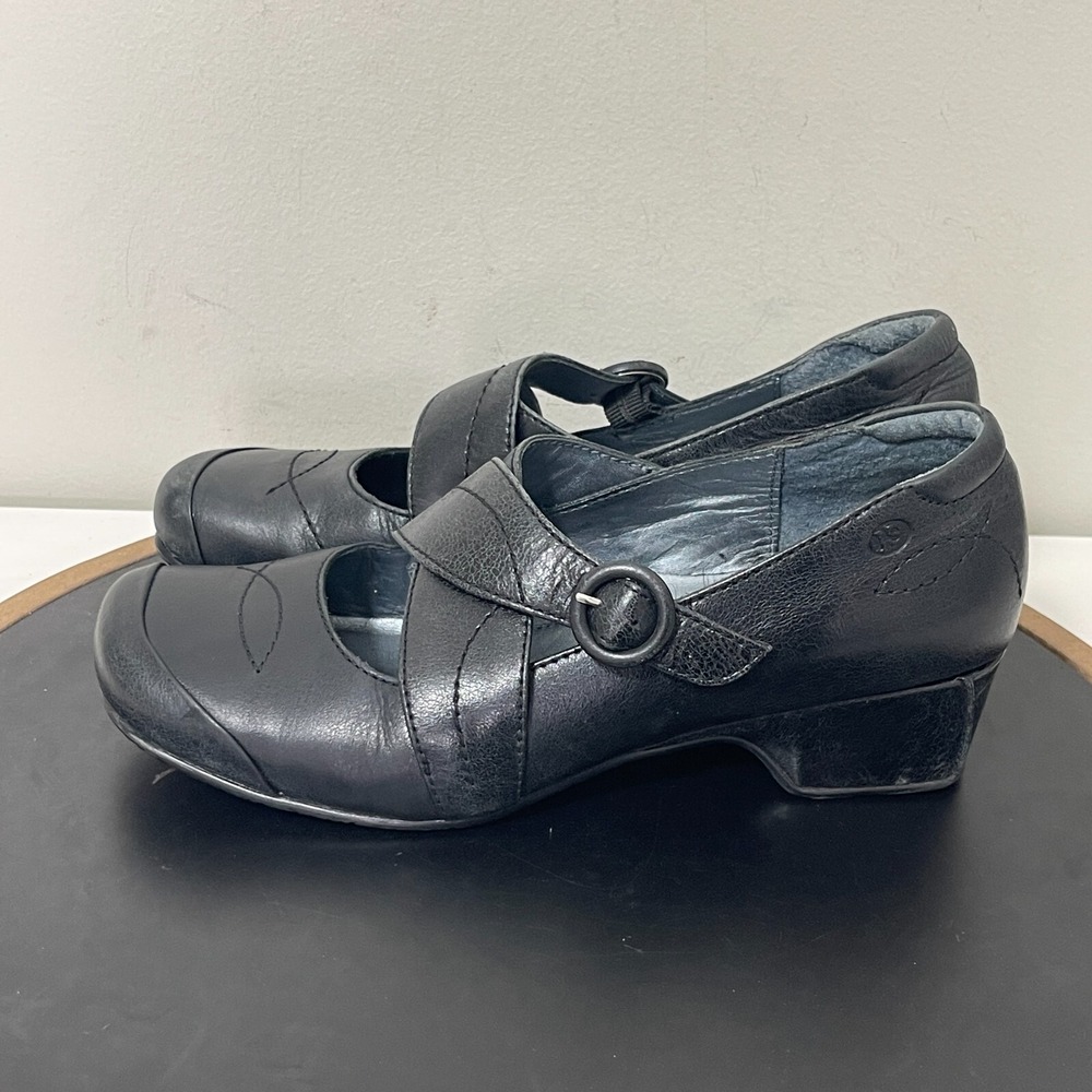Josef Seibel Mary Jane Shoes Women 38 Leather Crisscross Black Low Heel Workwear - Picture 6 of 16